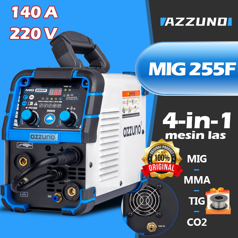 AZZUNO Mesin las listrik argon 4 in 1 Multi Welder 1400 watt mma/tig/co2/mig mesin las aluminium gas