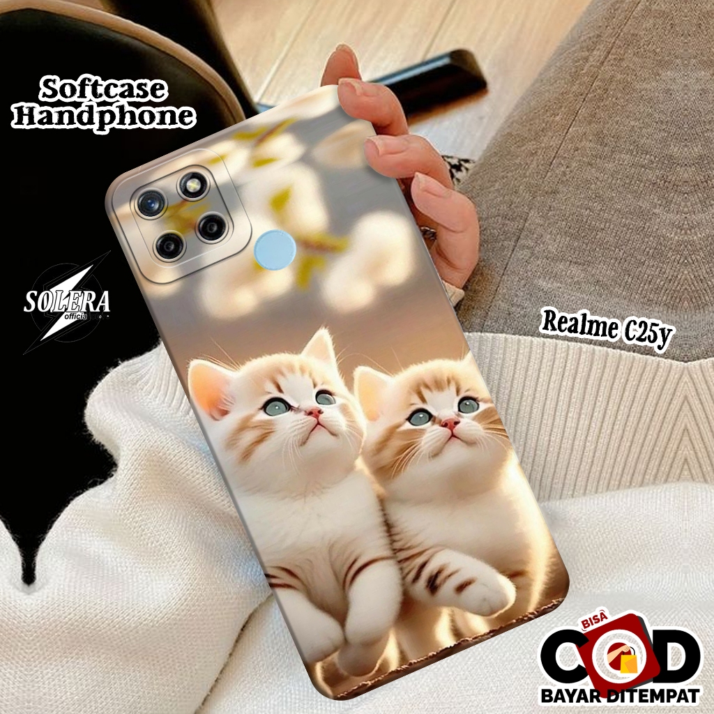 Case Realme C25Y Fashion Case Kartun Kucing Lucu Terbaru Silikon Pro Camera Softcase Realme C25Y Cov