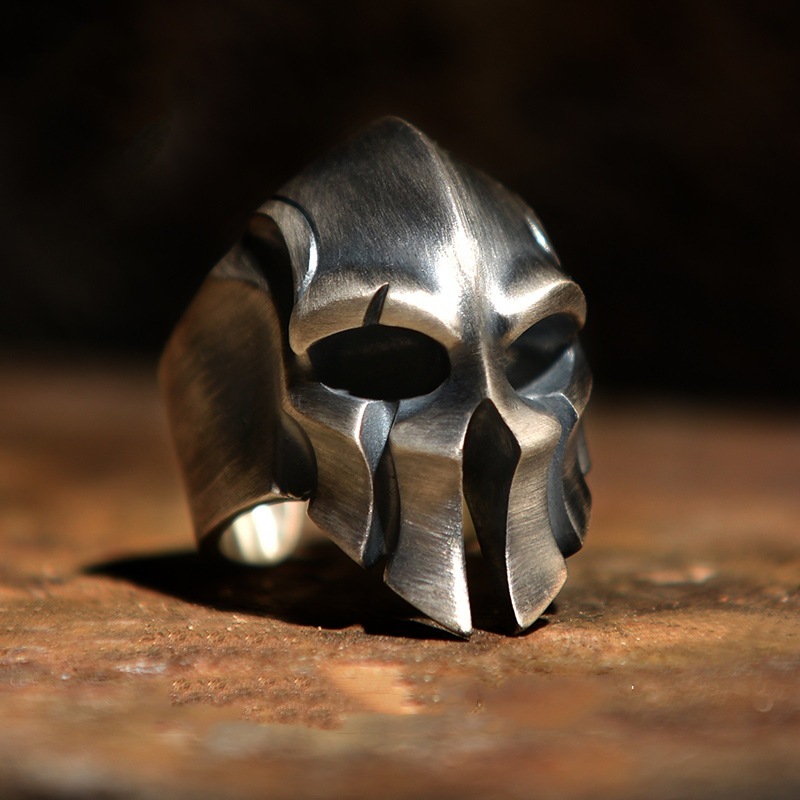Cincin Spartan Pria / Cincin Pria Spartan / Cincin Topeng Tengkorak Pria - Cincin Cowok Topeng Helm 
