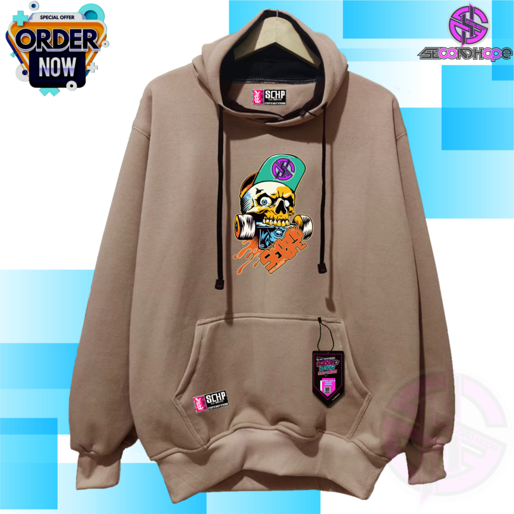Hoodie Hitam Pria Tebal Terbaru 2023 Gambar Tengkorak Original Sweater Cowok Dewasa Kece Warna Abu P