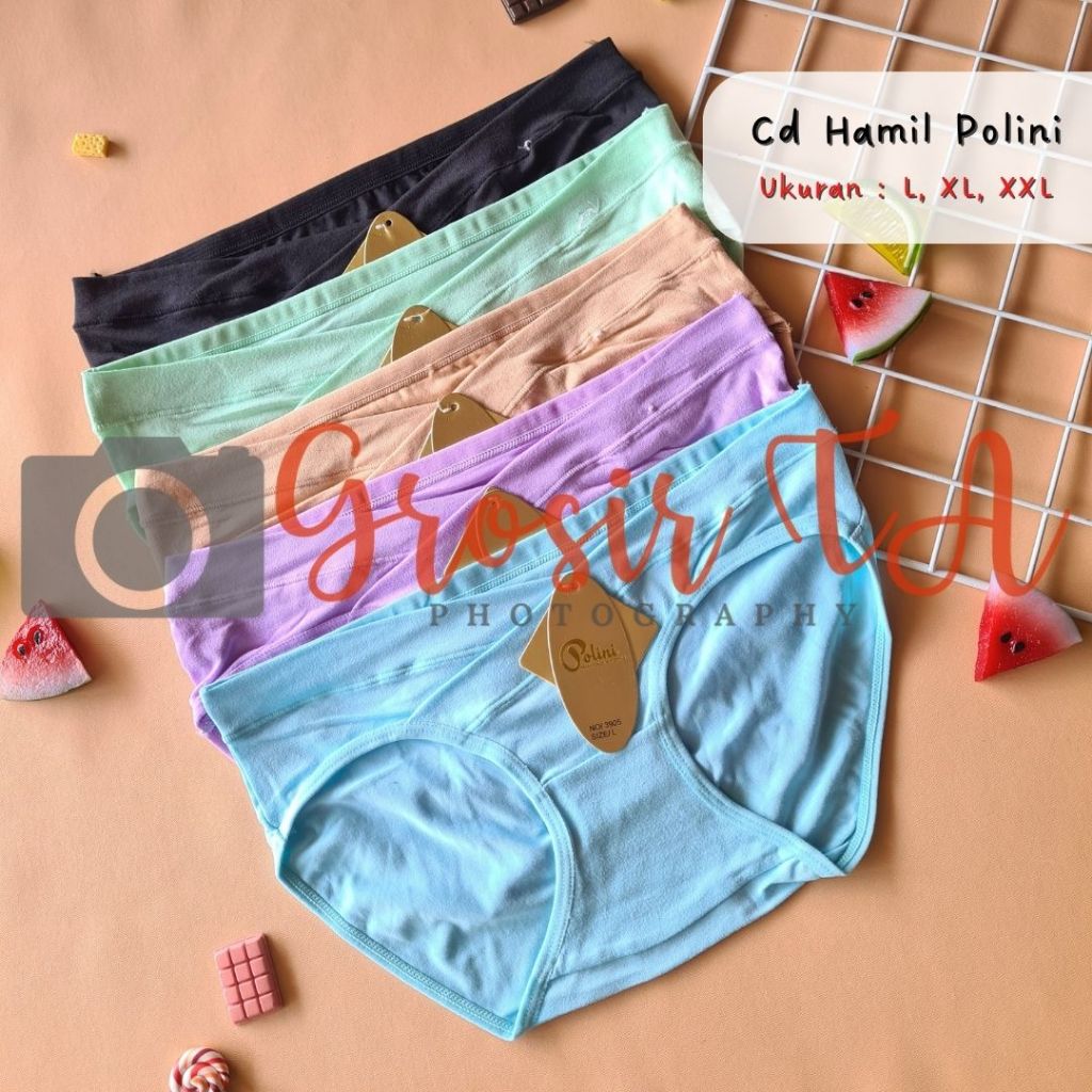 12pcs Celana Dalam Hamil Polini Sepinggul Low Waist Murah Lusinan Polini - GTA0262
