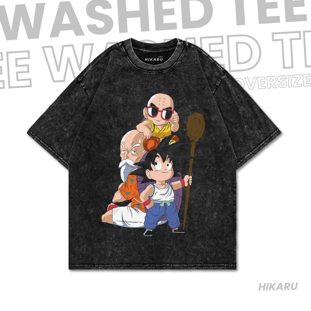 HIKARU Kaos DRAGON BALL "MASTER ROSHI" Oversize Washed T-Shirt | Stone Wash T-Shirt | Kaos Anime| Ka