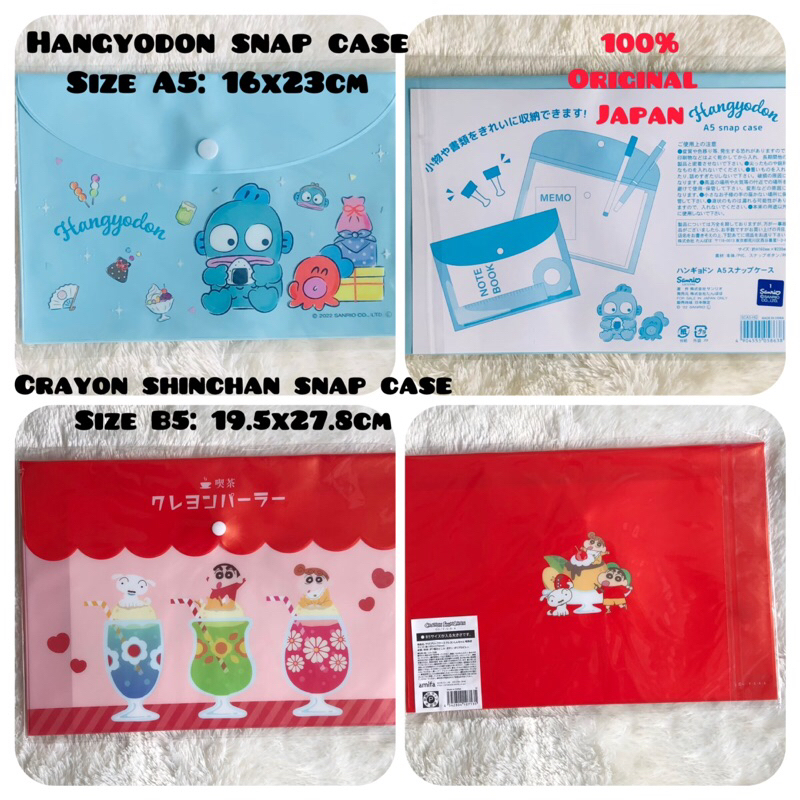 

pouch serba guna hangyodon sanrio characters kuromi A5 snap case original japan size 16x23cm schinchan size B5 original Japan