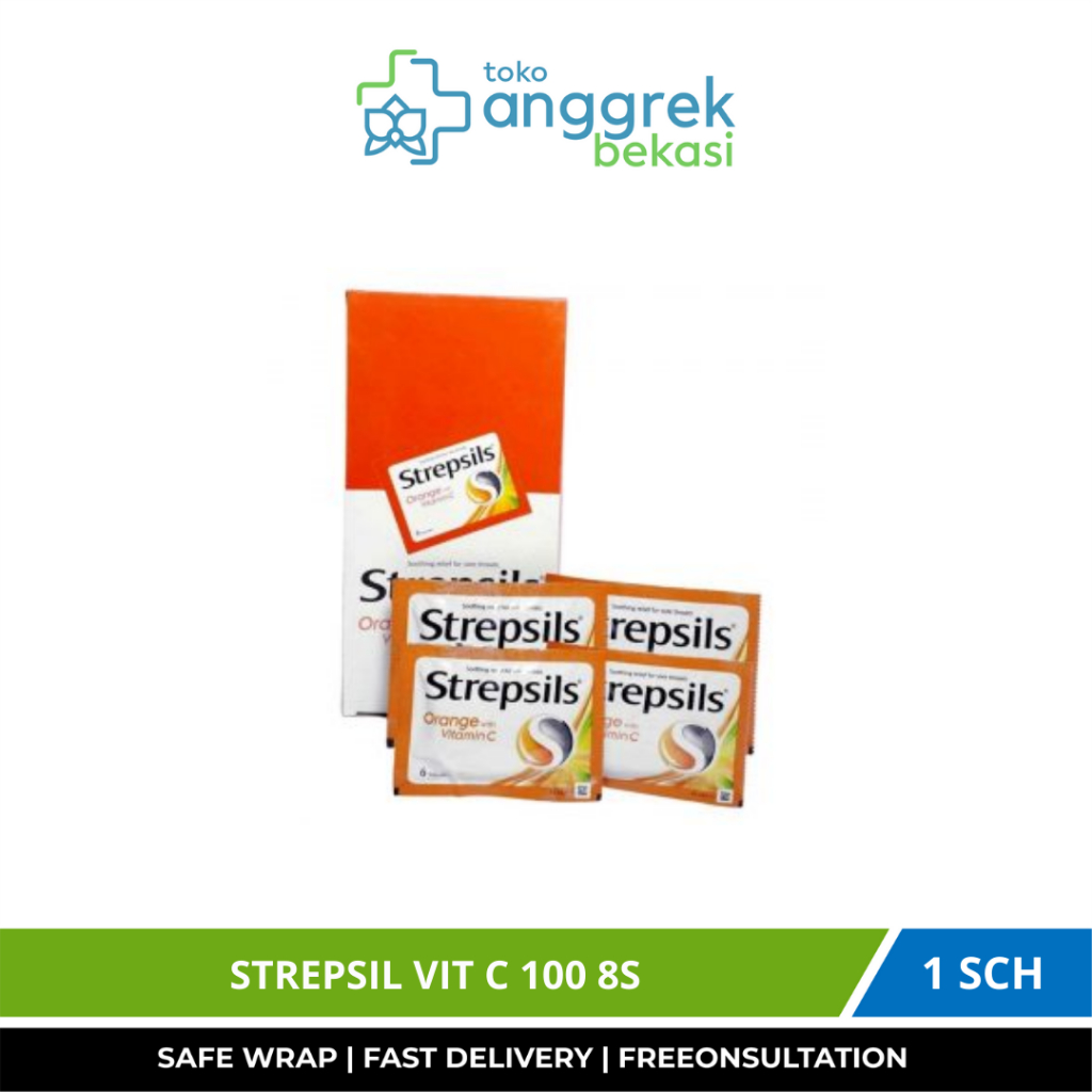 

STREPSILS VITAMIN C ISI 8/PERMEN PELEGA TENGGOROKAN DENGAN VITAMIN C