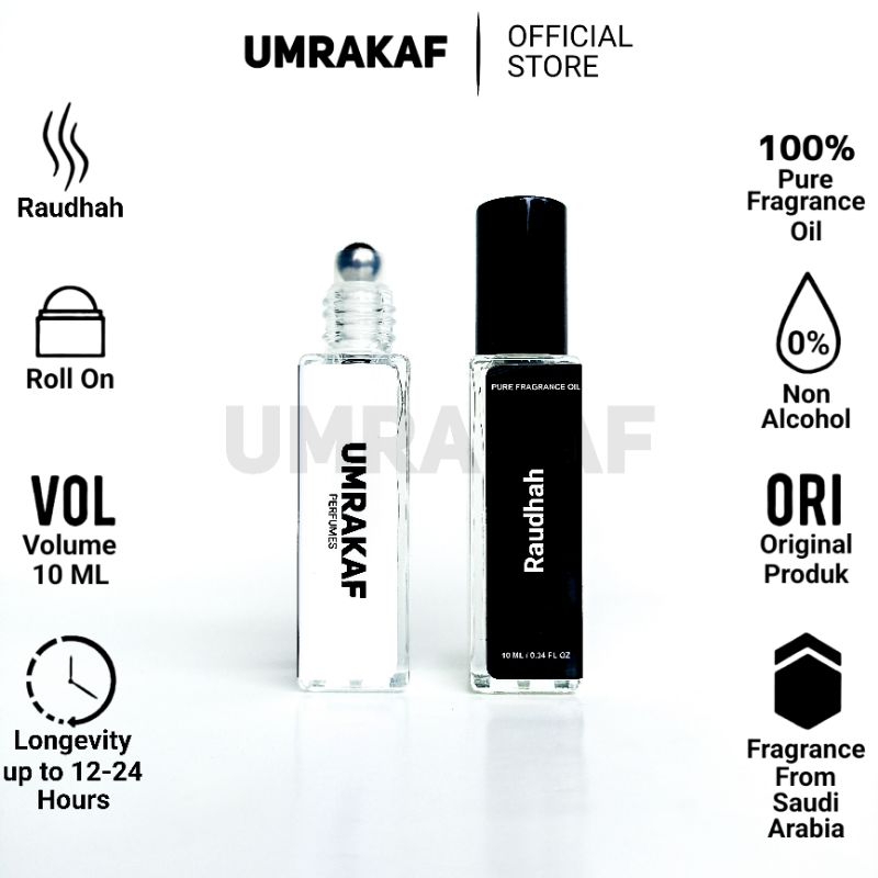 Parfum Raudhah / Rawdah 10ml Minyak Wangi Sholat Non Alkohol Pria Wanita Tahan Lama Roll On Original