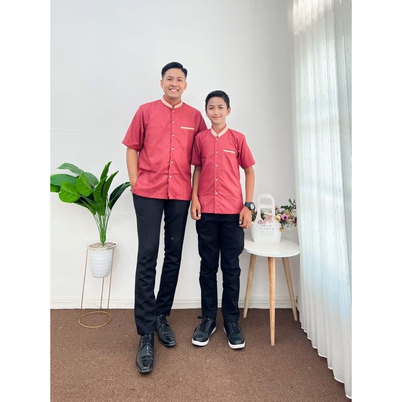 Koko Kurta Couple Ayah dan Anak Warna merah bata // Koko kurta anak dan ayah untuk lebaran // koko l
