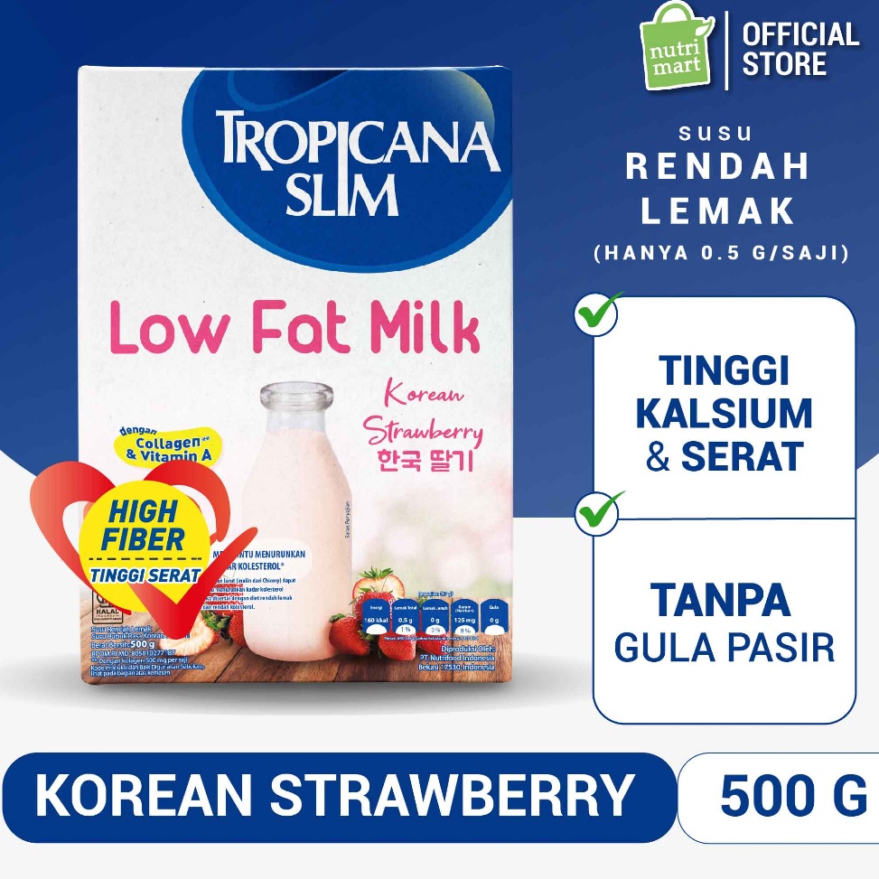 

Tropicana Slim Low Fat Milk Korean Strawberry 500 gram – Susu Diet dengan Kolagen Best Produk (^