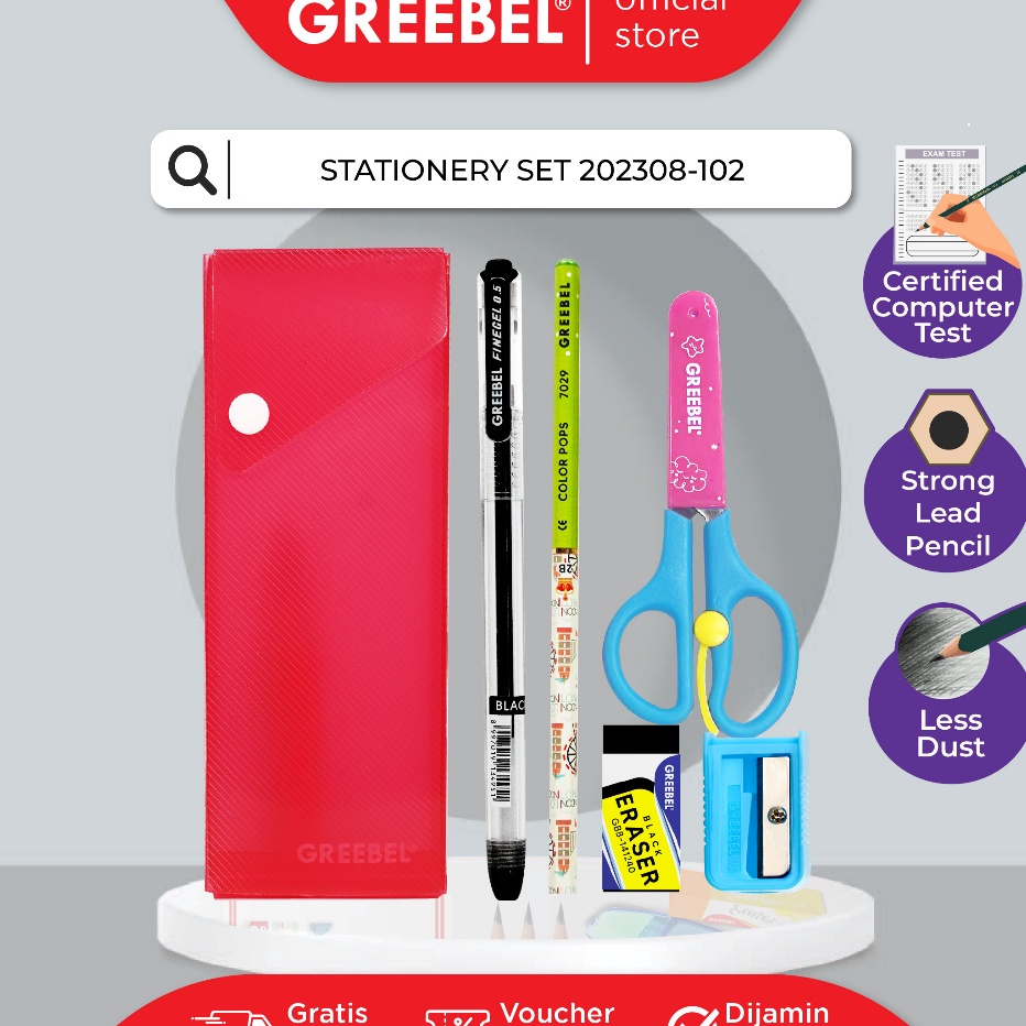 

Diskon Promo GREEBEL STATIONERY SET PENCIL CASE 202308-102/Stationary/Stationery Set alat tulis ATK