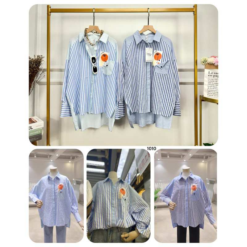 BANGKOK OVERSIZE KEMEJA BIRU GARIS