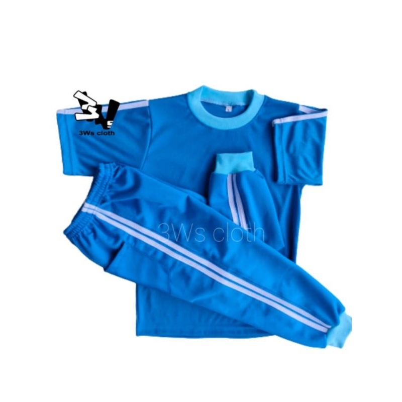 Baju kaos olahraga seragam olahraga PAUD RA TK SD Biru putih