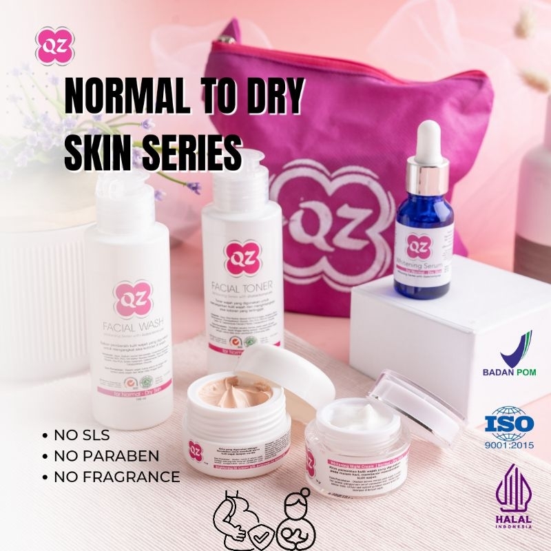 QZ WHITENING SERIES FOR NORMAL TO DRY SKIN | Paket Skincare Halal BPOM Untuk Kulit Normal atau Kulit