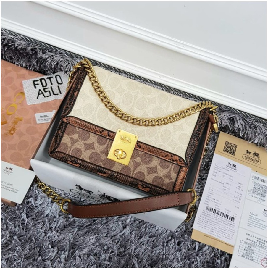 TERBARU C¤ACH Hutton Shoulder Kombi Snake Skin 4406 (FreeDustbag+BubbleWrap)