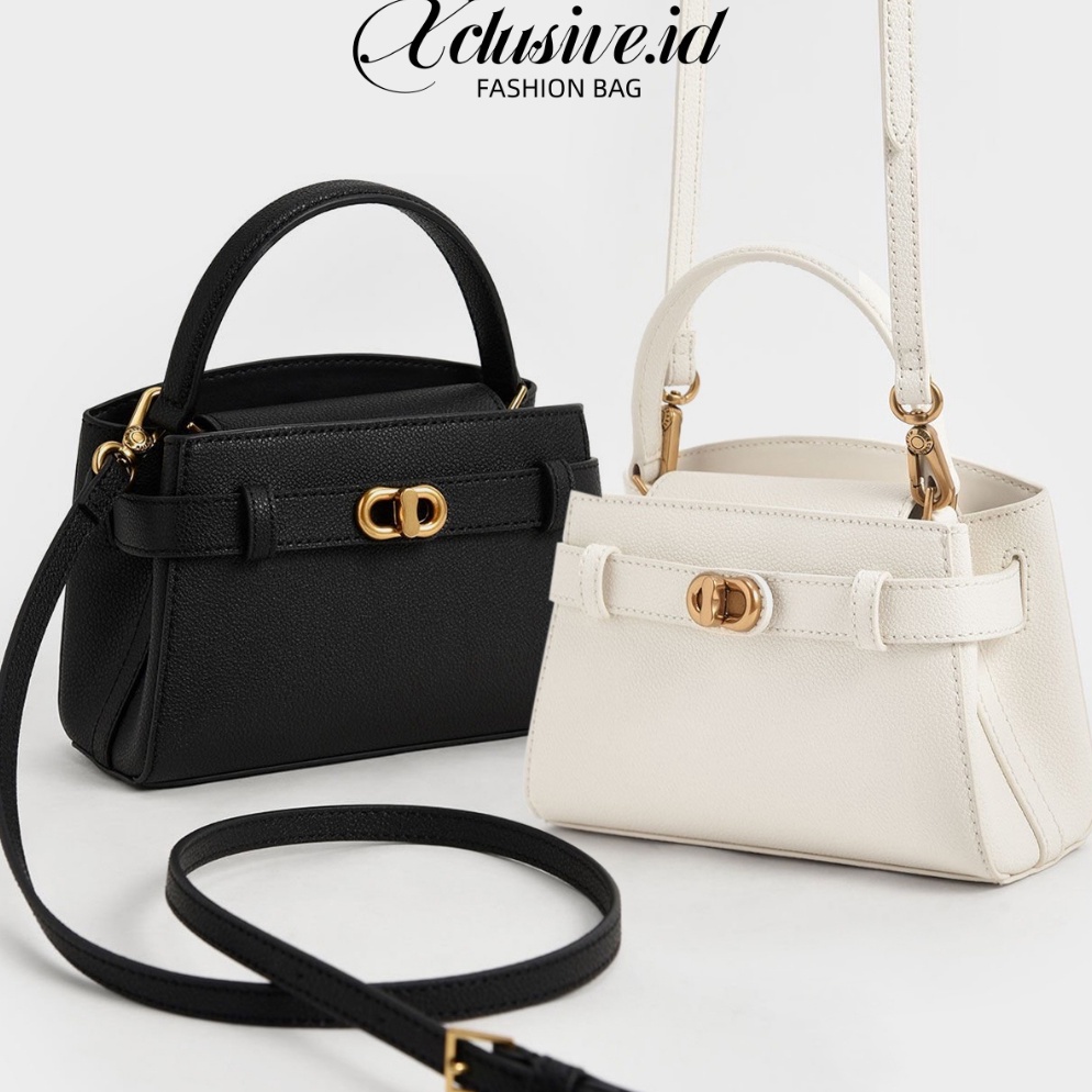 HARGA TERMURAH Aubrielle Metallic-Buckle Top Handle Bag shoulder bag crossbody bag Kelly bag ck06036