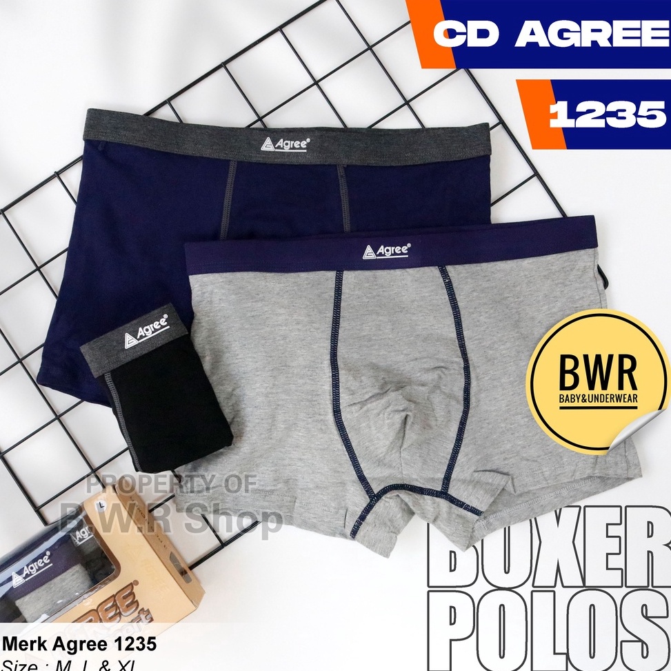 Langsung Atc.. [ 3pc ] CD BOXER AGREE SPORT 1235 Polos / Celana Boxer Agree Sport 1235 Celana Dalam 