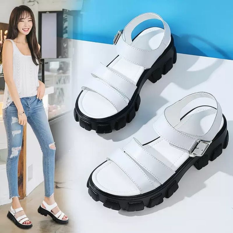wedges sandal wanita tali belakang-sandal flatform japan