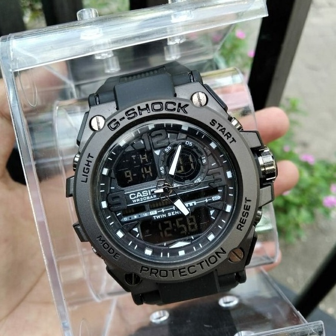 Jam Tangan Pria G Shock GST-8600 Metal Full Black Tampilah Mewah Murah & Elegan Bonus Tas dan Dompet