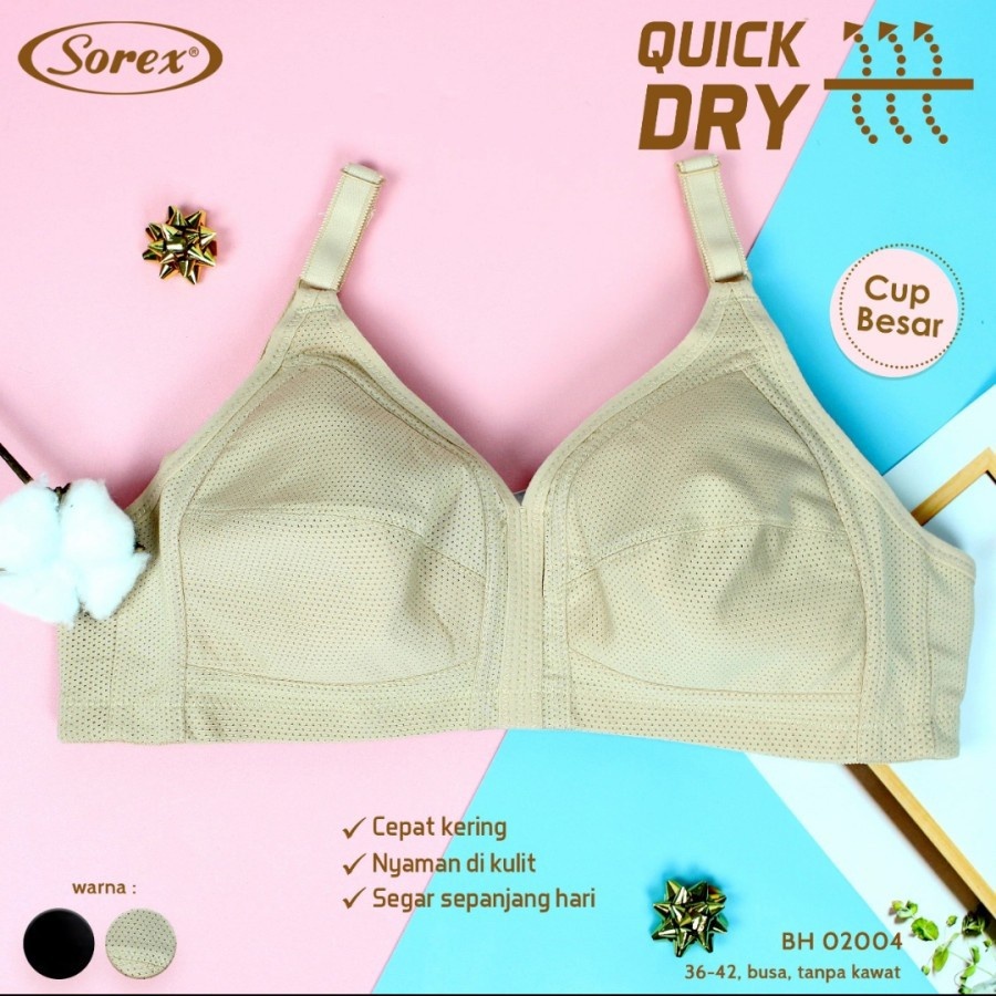 BH Wanita Sorex Tanpa Kawat Quick Dry Cup Besar Cup C 02004