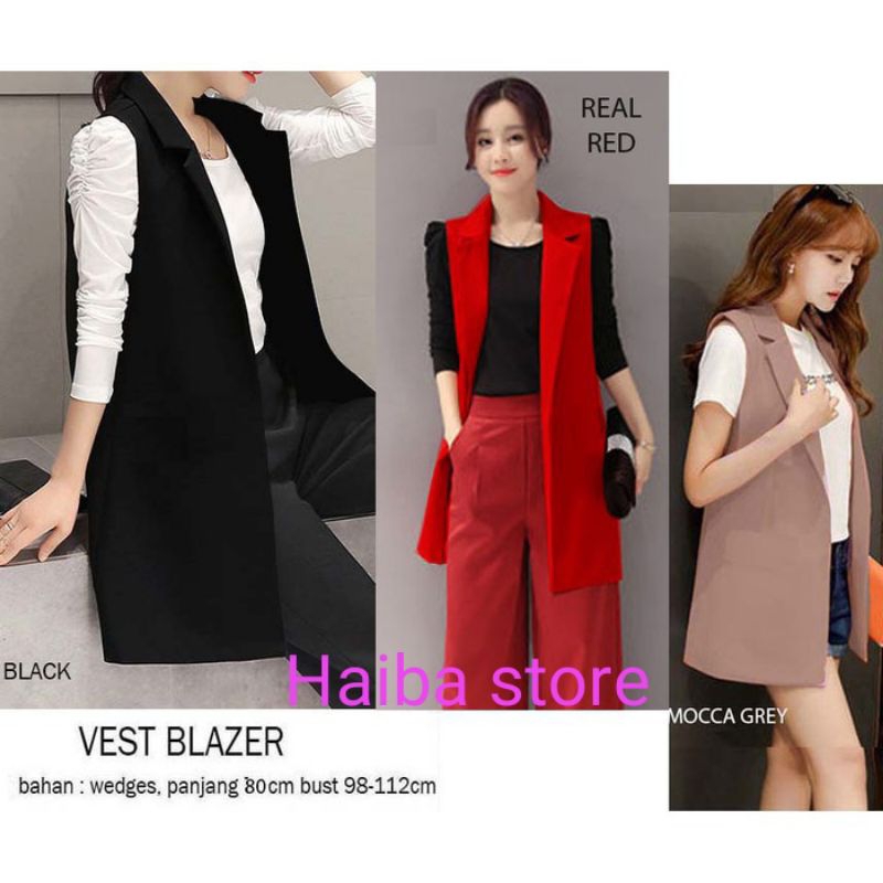 vest blazer wanita rompi panjang wanita jas panjang