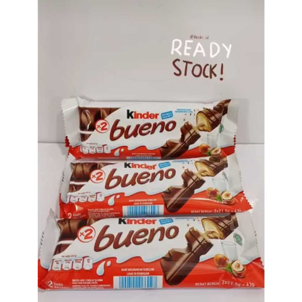 

Kinder Bueno Crispy Wafer Bite With Creamy Nut Filling In Milk Chocolate 43g / 43 gram Biskuit Lapis Krispy Dengan Krim Isiang Kacang Dalam Susu Cokelat Ready New Stock Pekanbaru Riau Indonesia Gratis Free Bebas Ongkir Ojek Gosend Grab COD Bayar Ditempat