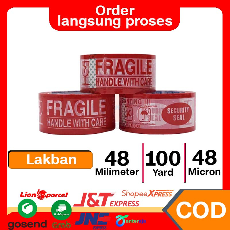 

Lakban Fragile Merah 48mm 100 yard 47micron HERO TAPE