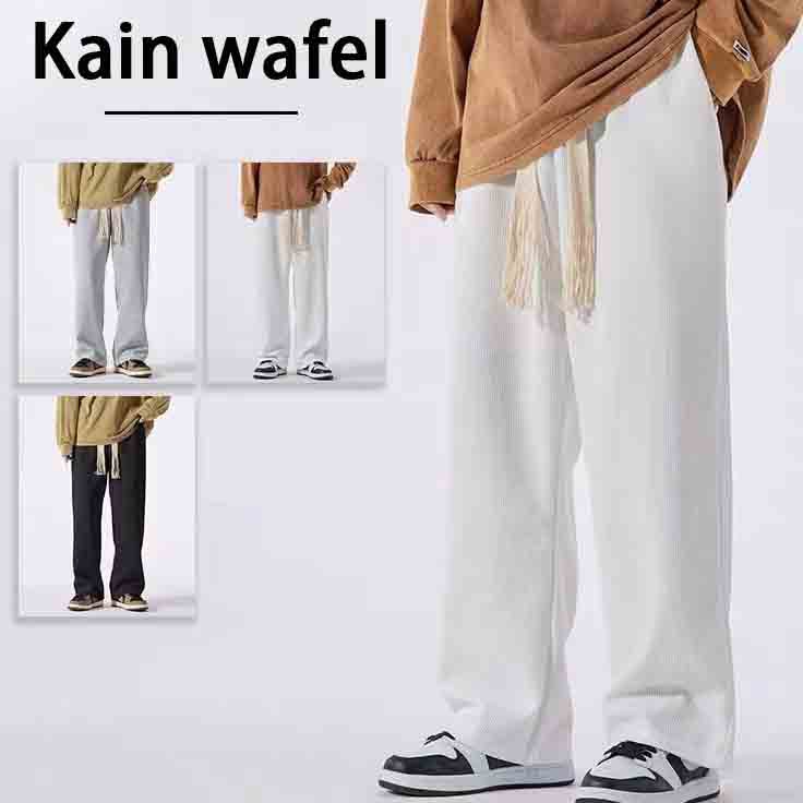 XYQF3090 Terlaris Celana Panjang Polos Pria  Kain Wafel Celana kasual pria korea Celana panjang pria