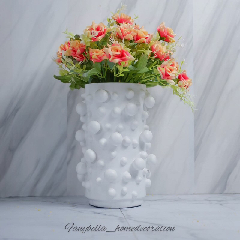 Vas Bunga Keramik Putih  Minimalis Mewah Nordic Unik Abstrak Dekorasi Rumah