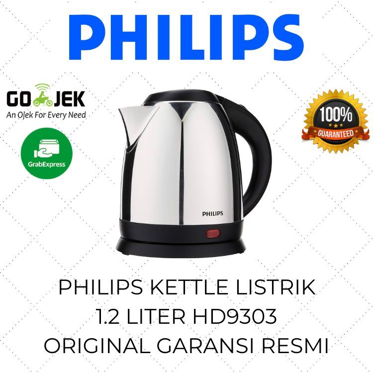 Philips Kettle Listrik 1.2 Liter HD 9303 / Teko Ketel ElektriK / Ceret Pemanas Air Hangat Panas Mura