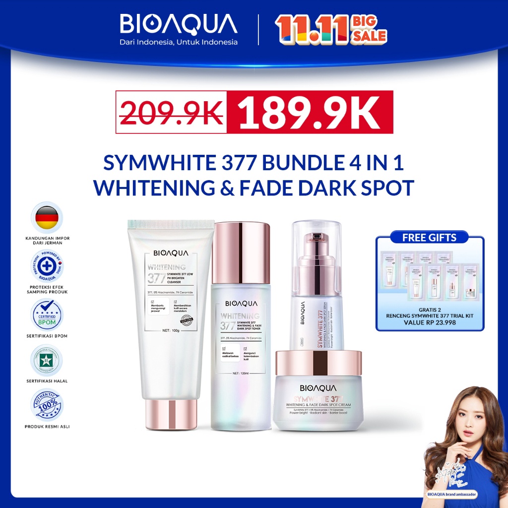✨TERBARU✨ BIOAQUA SymWhite 377 Whitening & Fade Dark Spot Paket Skincare Set With Flek Hitam Serum W