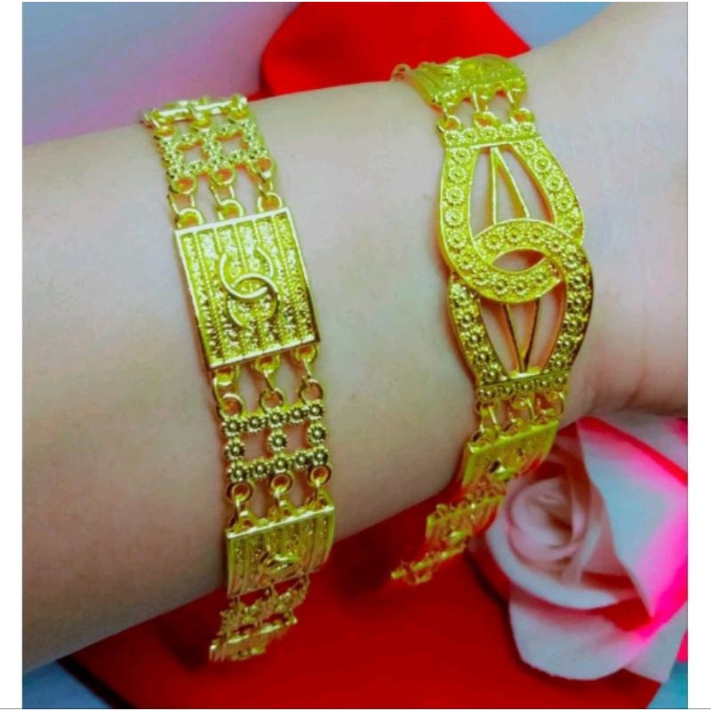 [COD] Gelang Tangan Dubai Plat Warna Lapis Emas 24k