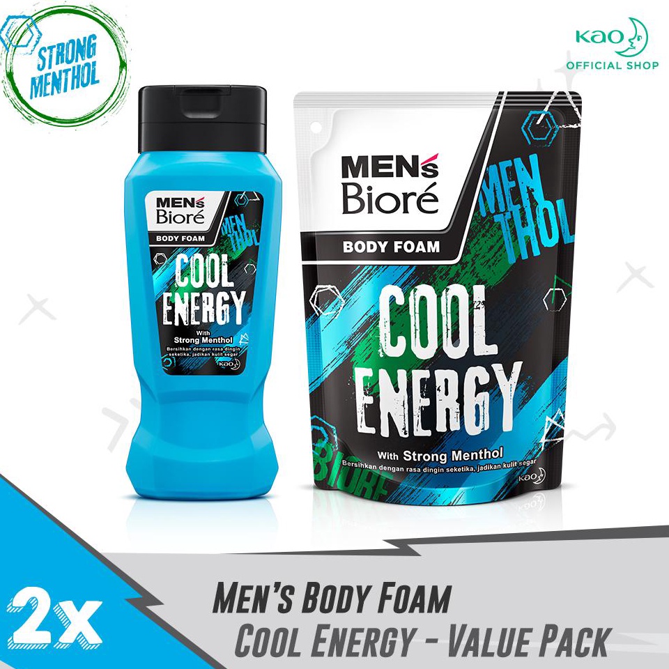 ✦BEST SELLER✦ Men's Biore Sabun Mandi Cair Untuk Pria Cool Energy Strong Menthol Botol 250 ml + Refi