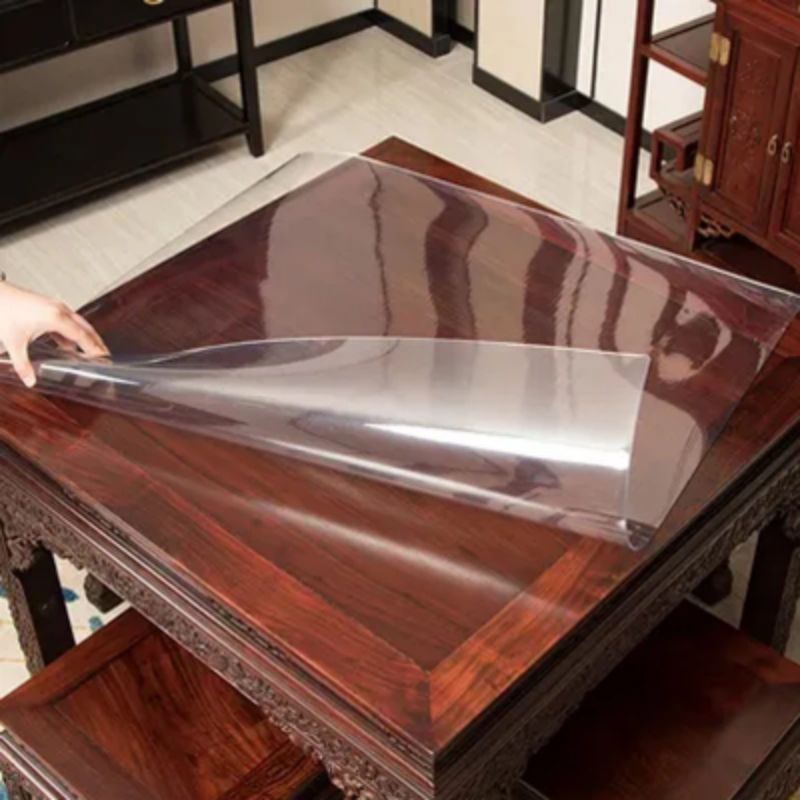 Taplak PVC Tebal 1.5mm Mika Transparan Panjang 150 Tahan Panas Mika PVC Lentur Alas Meja Dapur Perab