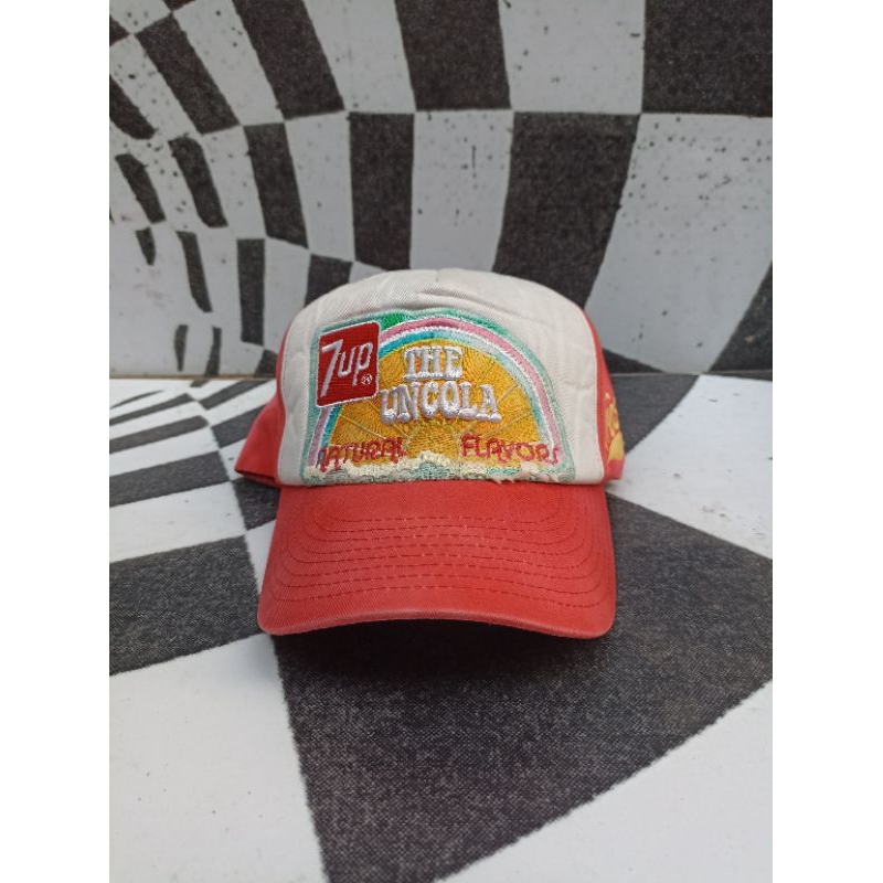 Vtg 7Up Seven Up Baseball Hat Snapback The Uncola Rainbow Logo Natural Flavors