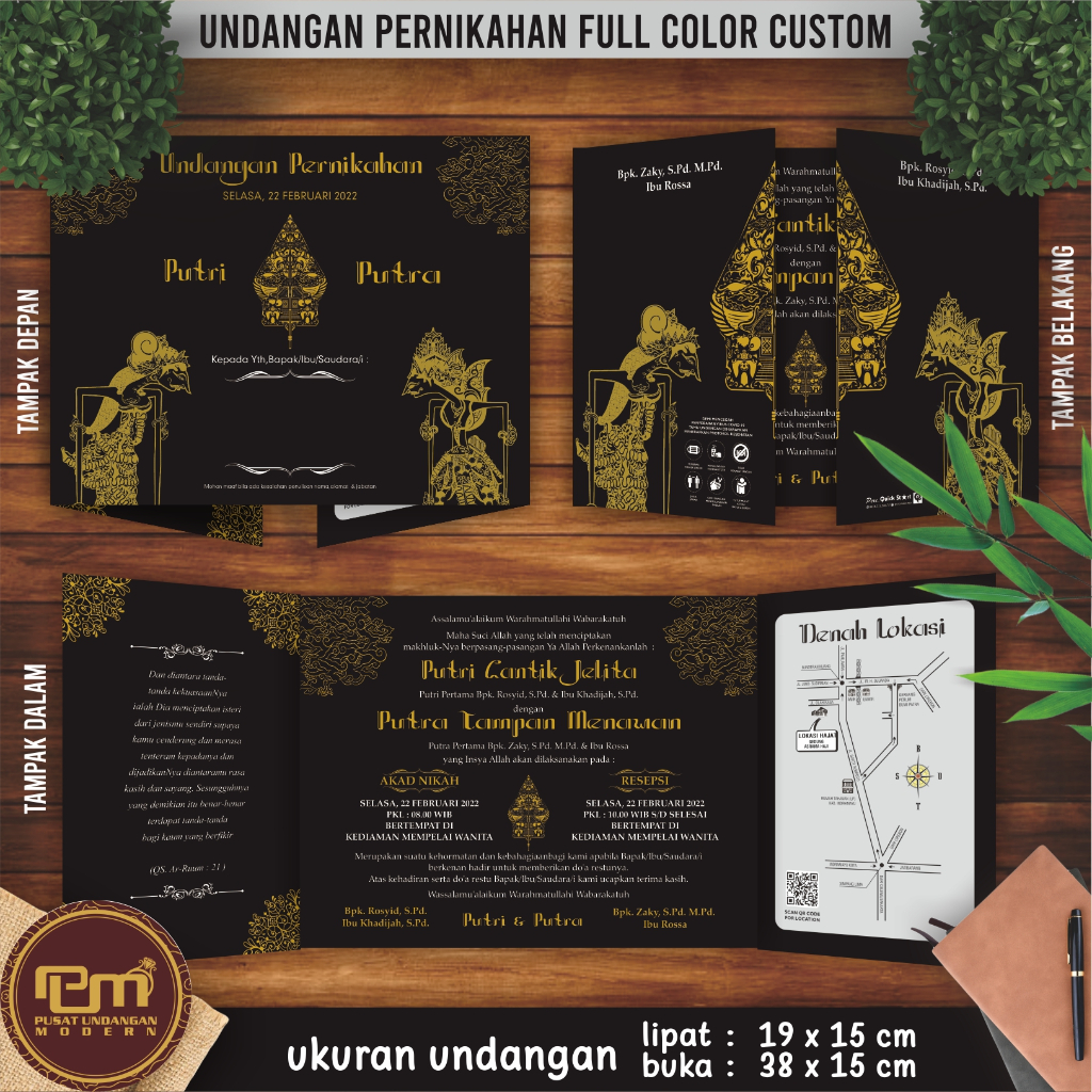 Undangan Pernikahan Bertema Wayang Custom Foto