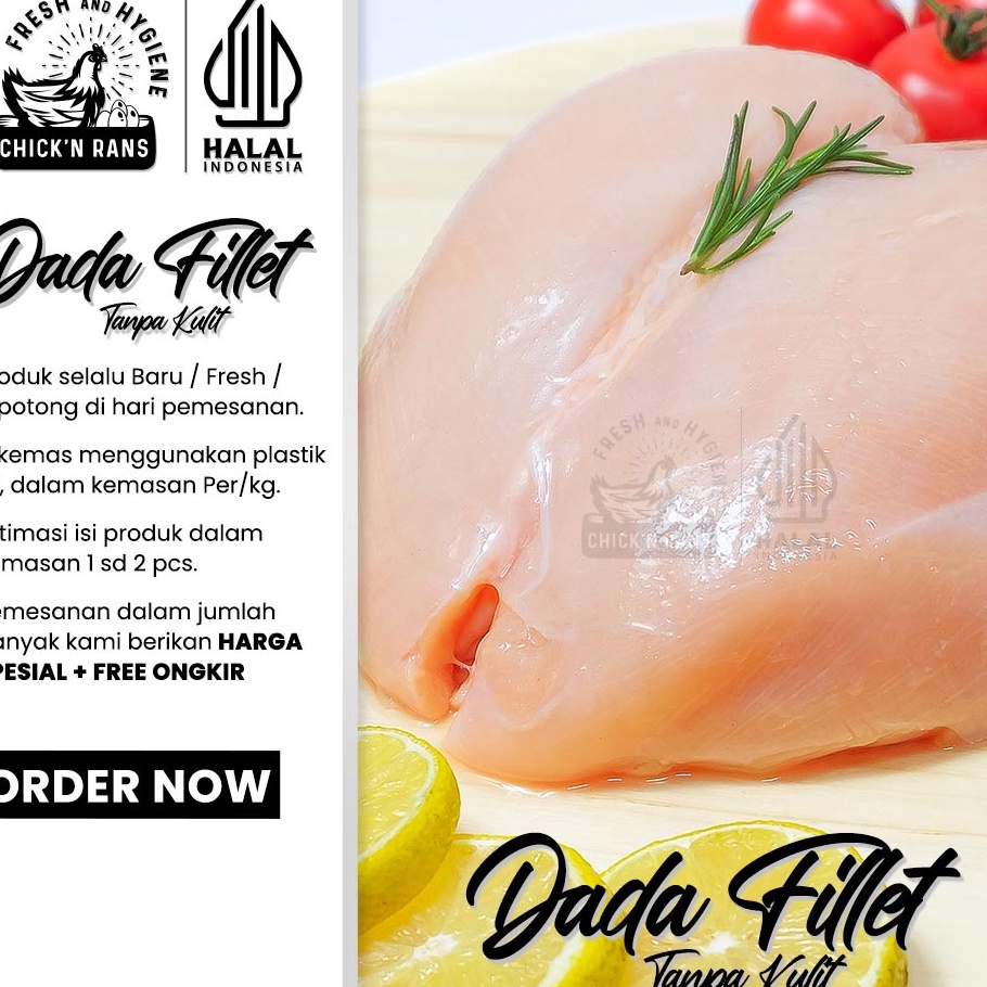 

HQYZ6560 Jangan Sampai Kehabisan!!! Daging Ayam Dada Fillet Boneless Tanpa Kulit 1kg