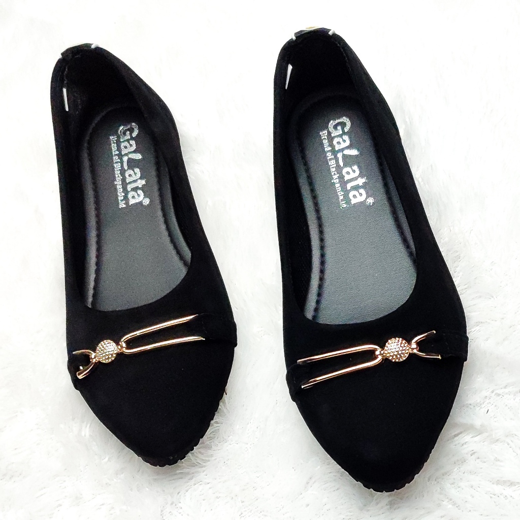 murah blackpanda zeffa black flatshoes wanita hitam ujung lancip