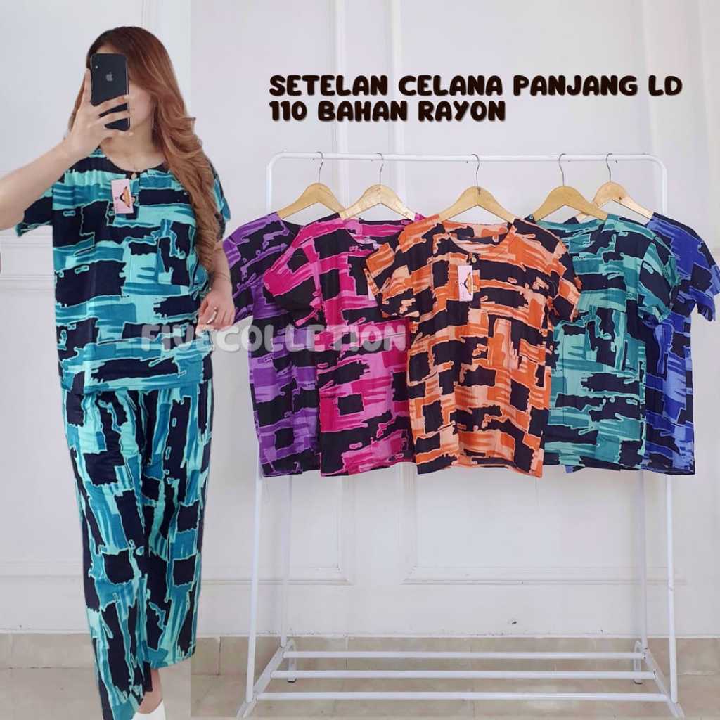 Setelan Celana Panjang Wanita Piyama Baju Tidur Rayon Bali Ld 110 Murah Kekinian