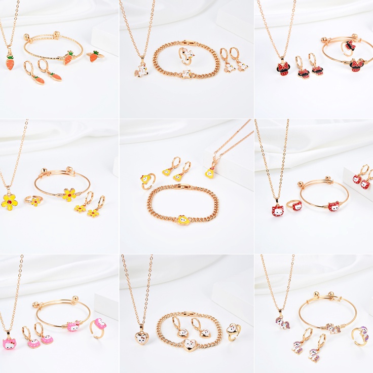 Super Sale HYL JEWELRY 5pcs Kalung Titanium Set Anak Titanium Anti Karat Asli Perak Set Anting-Antin