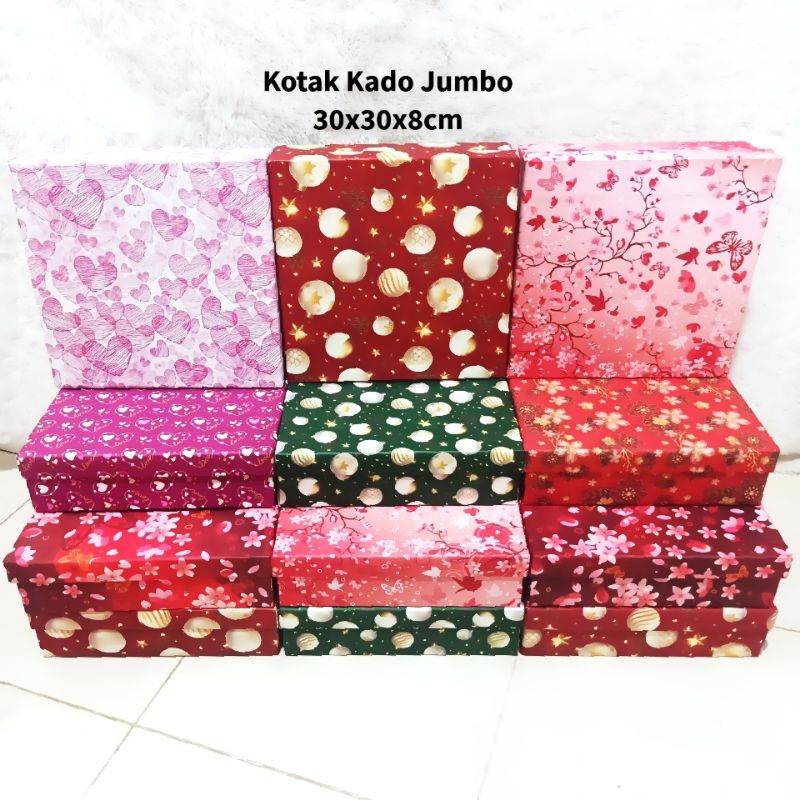 

Gift Box Jumbo / Kotak Kado Besar / Kotak Baju /Kotak Hampers / Gift Box +Free Pita 30x30x8 cm