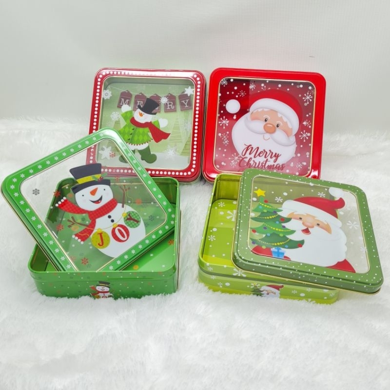 

Christmas Cookie Tin Box - square 15x15x6.8cm / kaleng natal / bingkisan kue kado