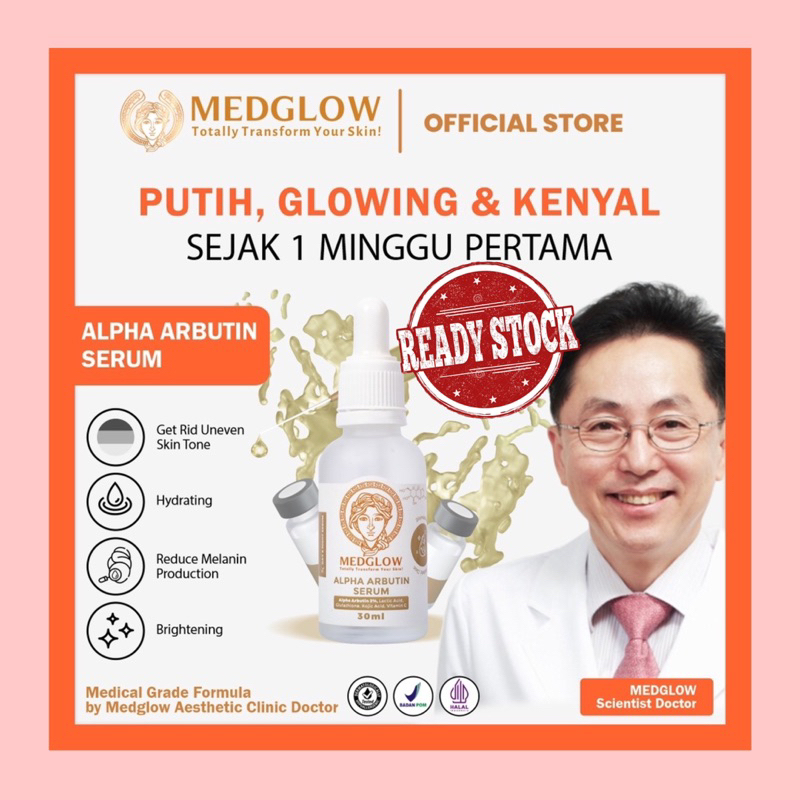 We Are Back MEDGLOW CLINIC Alpha Arbutin Serum 30 ml|BPOM HALAL Aesthetic Skincare Whitening Brighte
