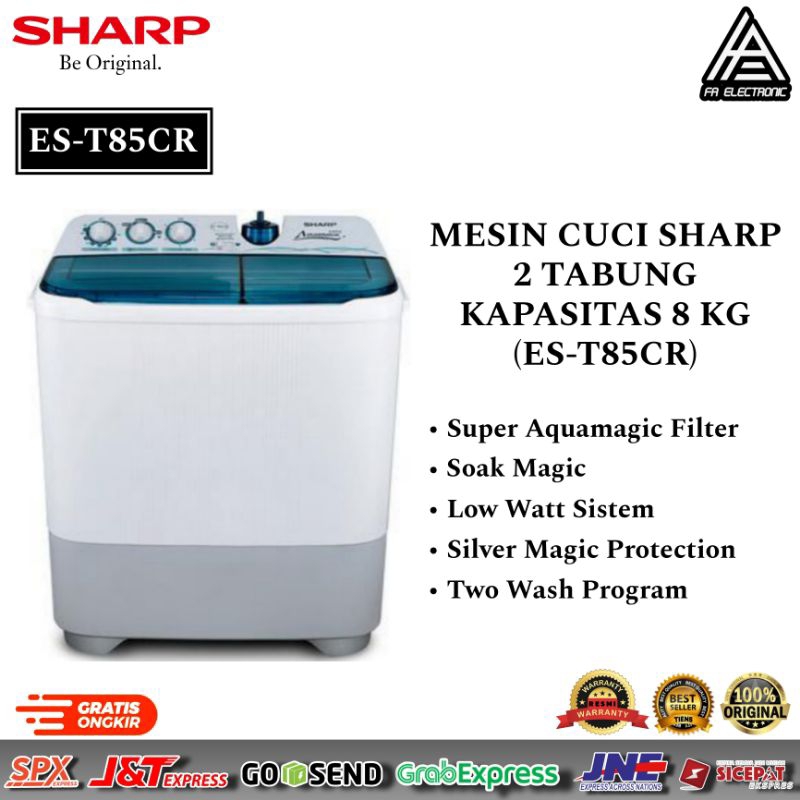 Mesin Cuci SHARP 2 Tabung 8KG ES-T85CR