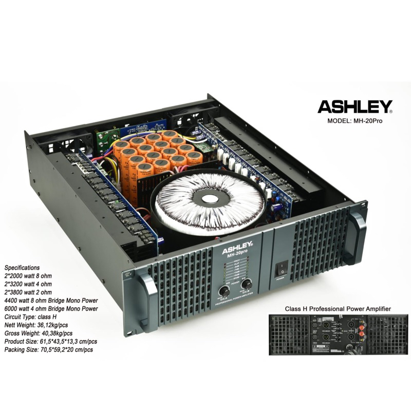 power amplifier 4 channel ashley mh 20pro original power ashley MH20PRO