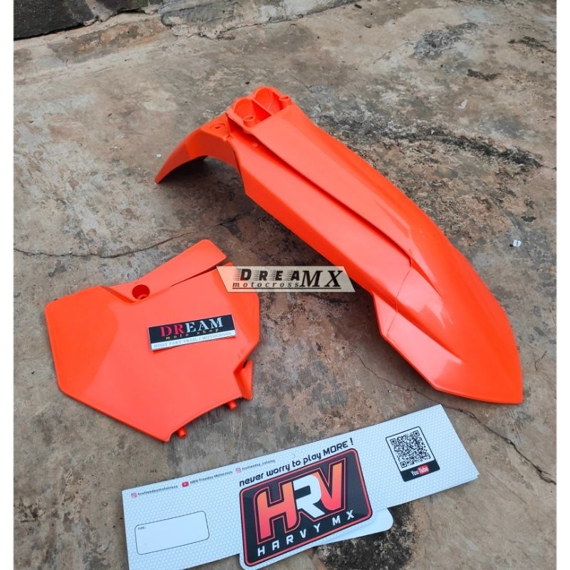 Spakbor depan Ktm 85 2020 HRV dan Papan nomor Ktm 85 2020 HRV set Supermoto Klx bf Dtracker Crf 150l