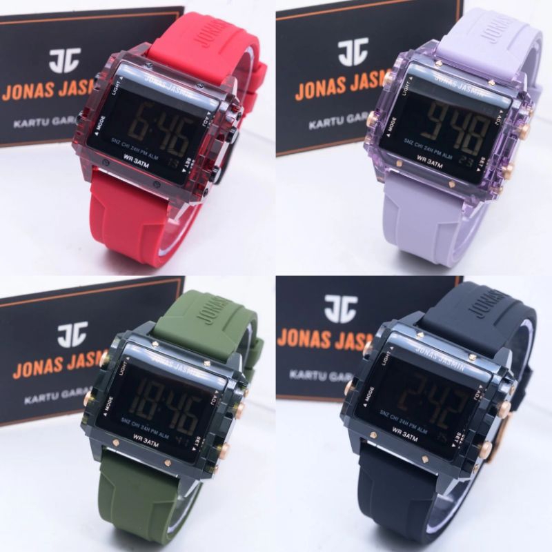 jam tangan original Jonas Jasmin Digital JJ-5315M kotak waterproof