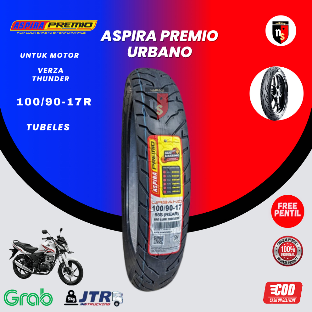 Aspira Premio Urbano 100 90 ring 17 R Ban belakang tubeless motor sport verza tiger cb150r mega pro