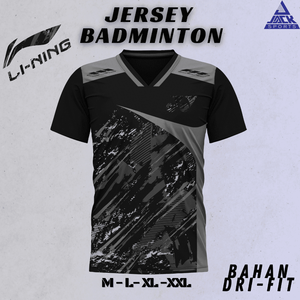 JLDBBH-01 LOGO BWANA HITAM BADMINTON BAHAN DRIFIT PREMIUM | JERSEY BADMINTON | BAJU BADMINTON | OLAH