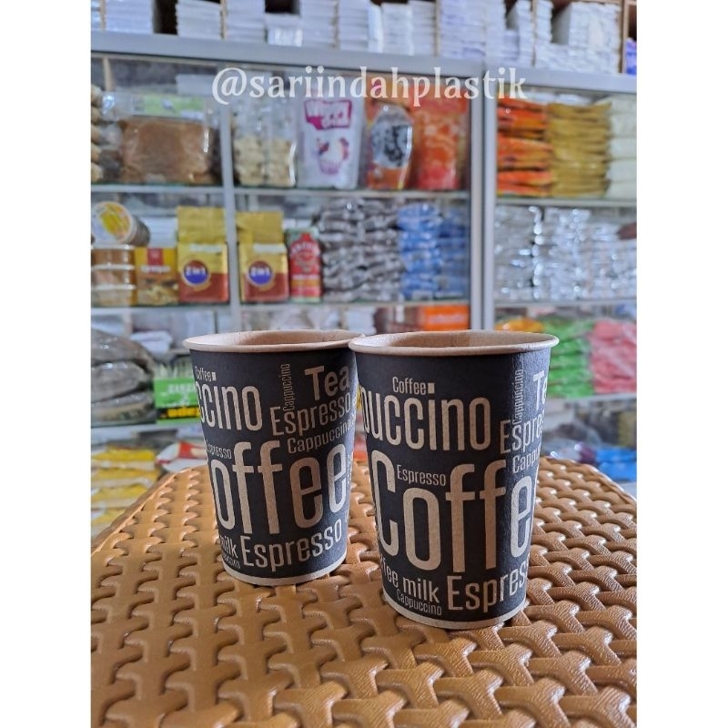 Gelas kertas kraft 8 oz / paper cup gelas kopi coklat tahan panas 8 oz