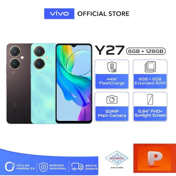 Vivo Y27 (6/128) - 50MP Camera, 44W FlashCharge+5000mAH Hp Vivo Hp Vivo Terbaru Hp Vivo Y27 Hp Vivo 