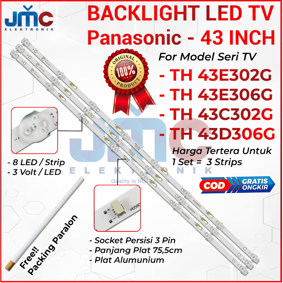 BACKLIGHT TV LED PANASONIC 43 INCH TH43E306G TH43E302G TH43C302G TH43D306G 43E306G 43E302G 43C302G 4