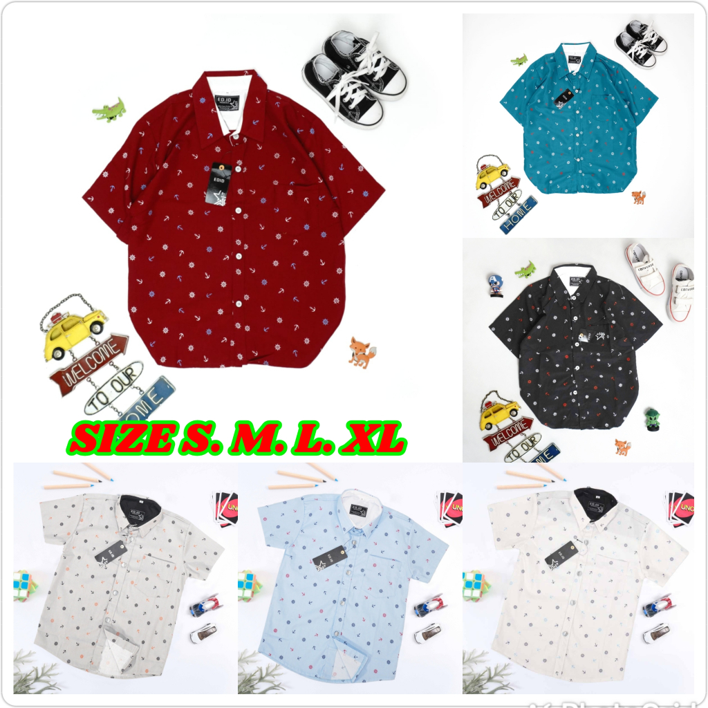 Kemeja anak laki laki / kids kemeja Wheel 4 ukuran / kemeja vintage anak cowok/ baju anak Korea terb